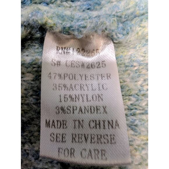 Adora Blue Heart Pattern Fuzzy Knit Sweater Size Large - Picture 6 of 7